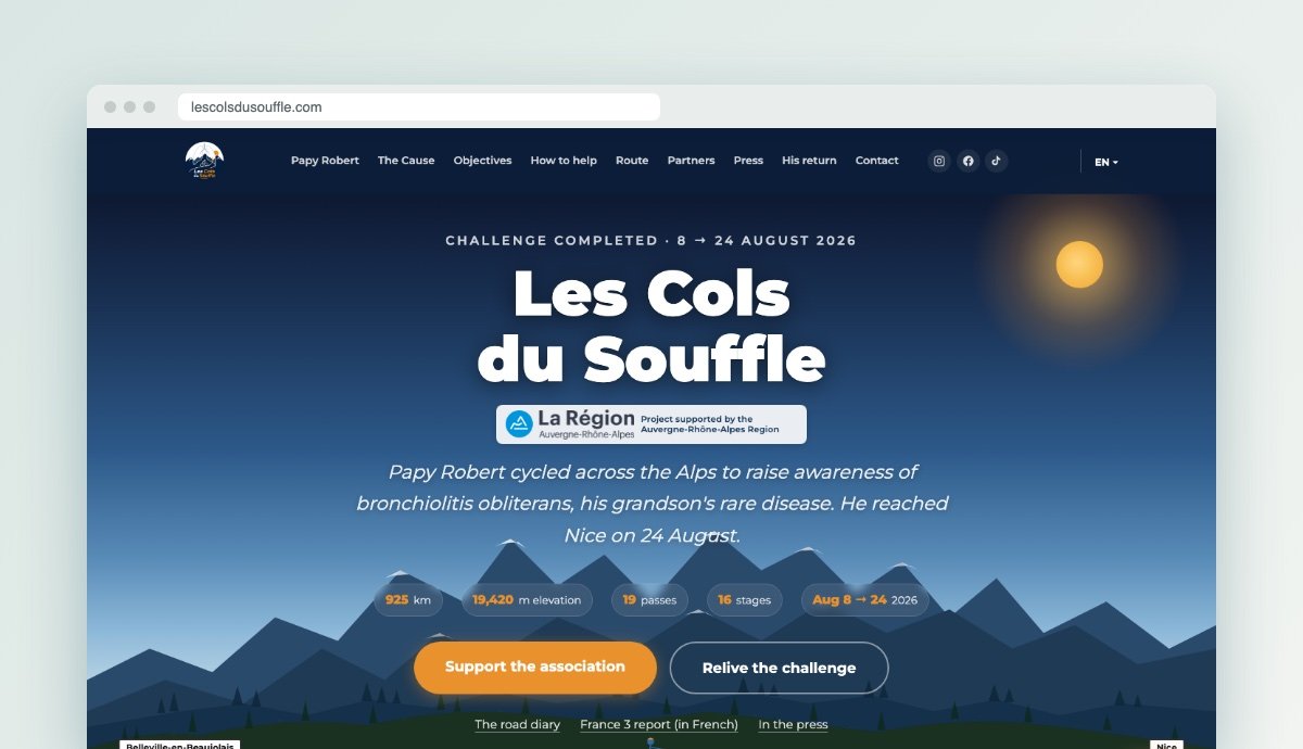 Preview of the Les Cols du Souffle website